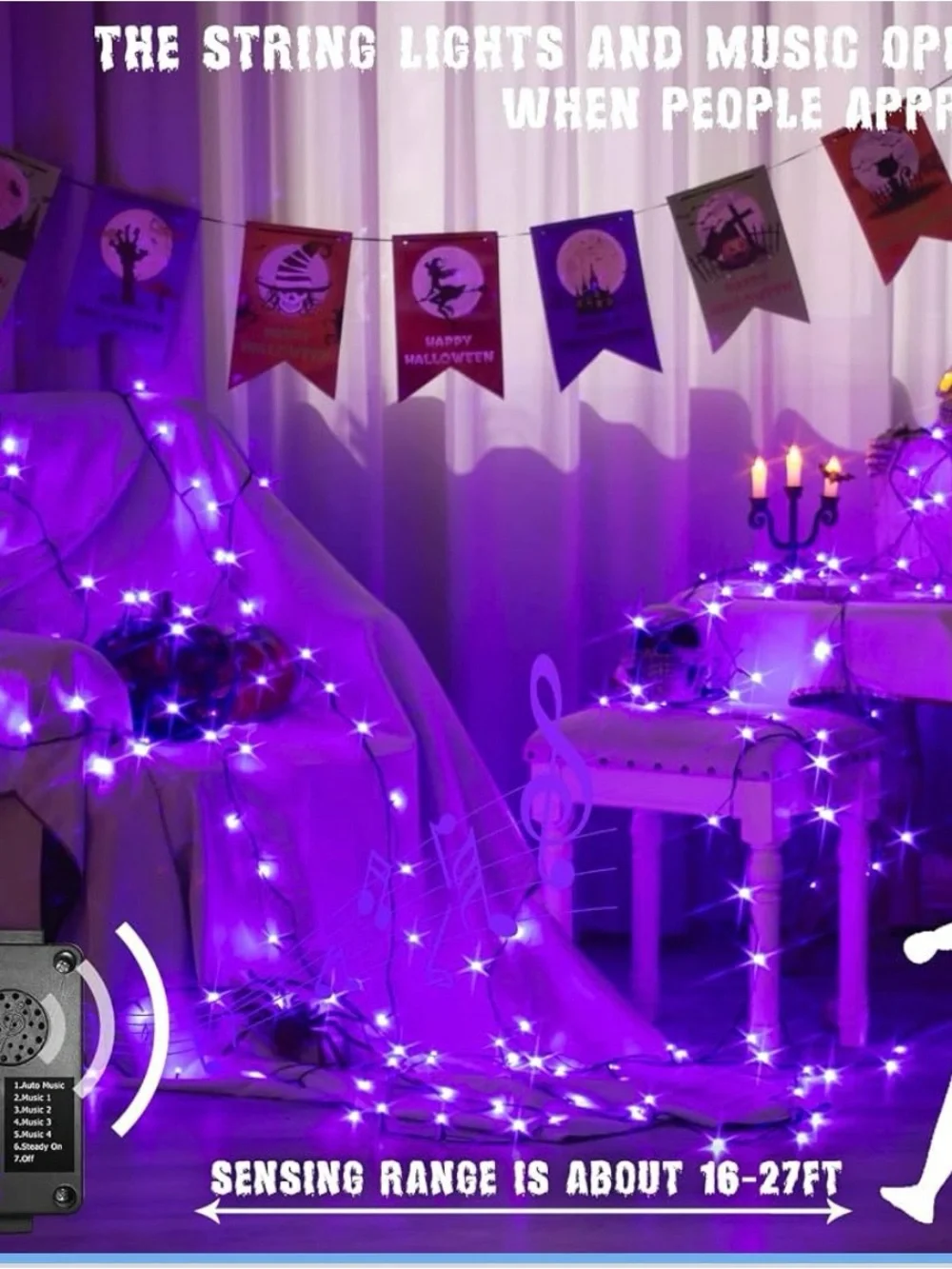 🎵 🎶Musical, Purple, LED String Lights for Home Party Decorations🎵🎶